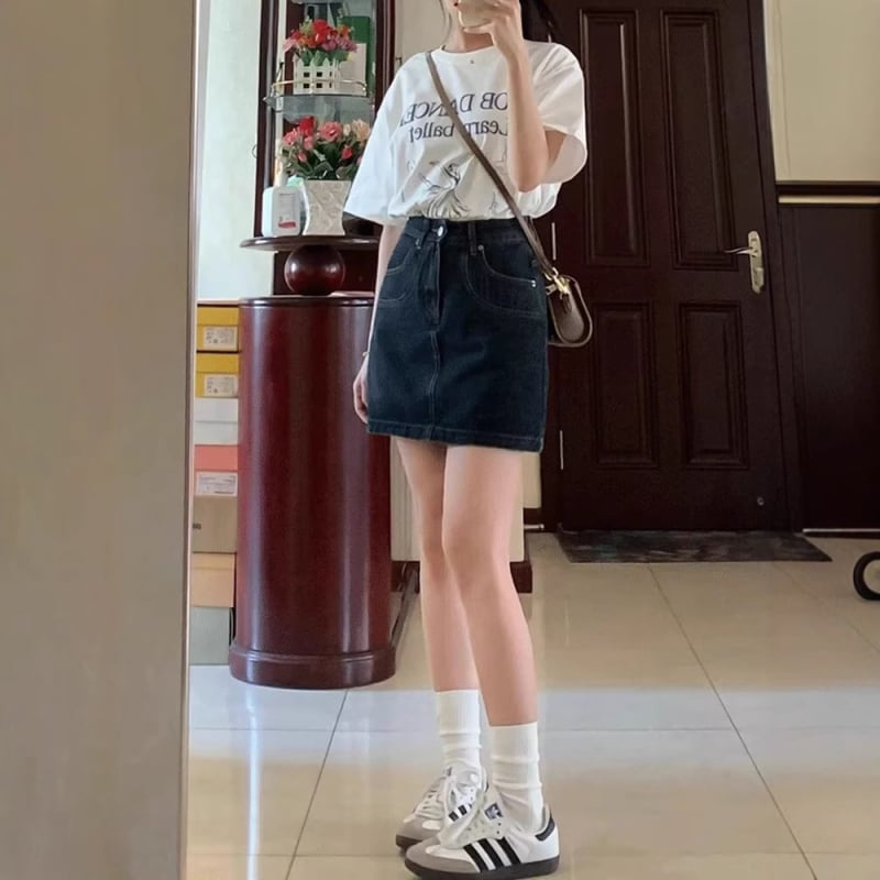 Traper suknja A-linije, kratka, jednobojna, pamuk 50–70%