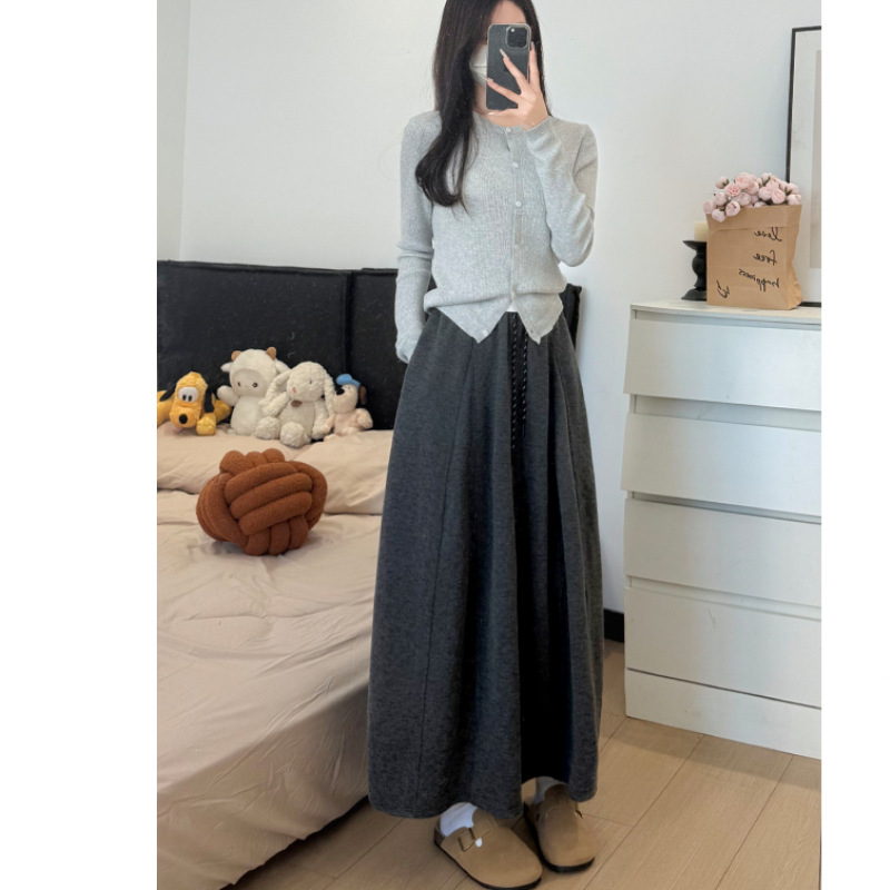 A-linijska midi suknja, poliester tkanina, jesensko 2025 izdanje, za žene