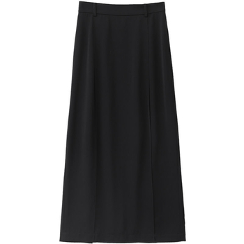 Ulična midi suknja s visokim strukom i rozparkom, crna, plisirana, opuštenog kroja, za žene, jesen-zima, plus size