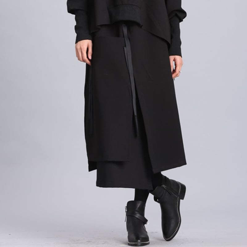 Nepravilna midi suknja s visokim strukom i bočnom vezicom, dvostruki sloj pamuka i najlona