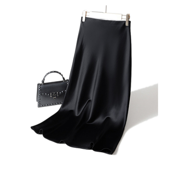 Suknja A-linije srednje duljine, acetatni satenski materijal, gradski stil, sadržaj acetatnih vlakana 70–80%