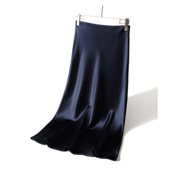 Suknja A-linije srednje duljine, acetatni satenski materijal, gradski stil, sadržaj acetatnih vlakana 70–80%