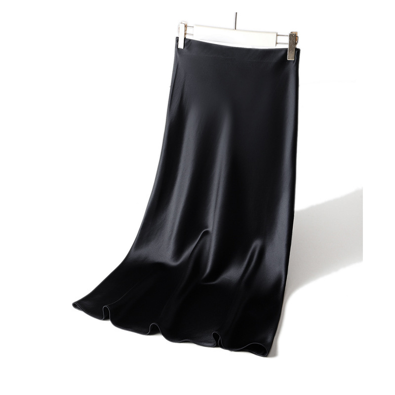 Suknja A-linije srednje duljine, acetatni satenski materijal, gradski stil, sadržaj acetatnih vlakana 70–80%