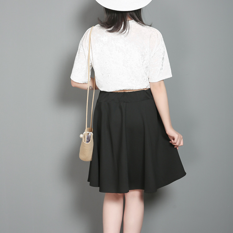 Suknja s rubom lišća lotosa, uvijeni pleteni materijal, poliester, proljeće 2025