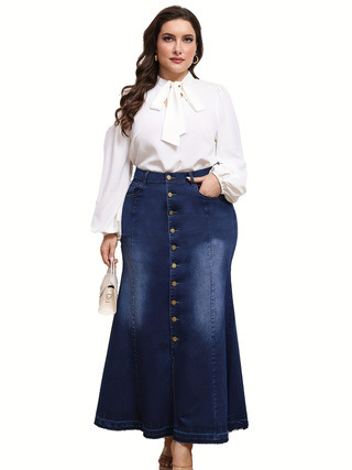 Jednobojna midi suknja kroja sirena, pamuk-poliester smjesa (70-80% pamuka, <30% poliester), visoka elastičnost, elegantan stil, proljeće 2025