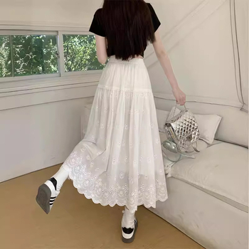 A-linija midi suknja s vezom, jednobojna poliesterska tkanina, proljeće 2024