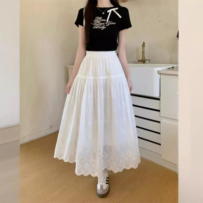 A-linija midi suknja s vezom, jednobojna poliesterska tkanina, proljeće 2024