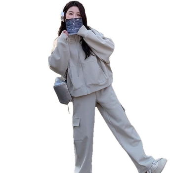 Ženski dvodijelni set s otiskom, gornji dio: sweatshirt, kolaž dizajn, dugi rukavi, mješavina poliestera i elastana