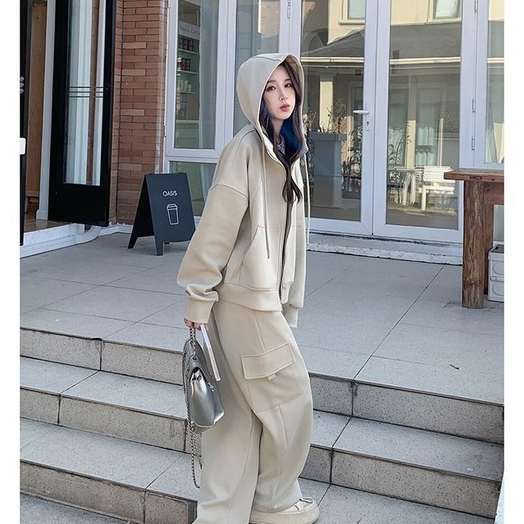 Ženski dvodijelni set s otiskom, gornji dio: sweatshirt, kolaž dizajn, dugi rukavi, mješavina poliestera i elastana