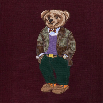 Pulover od vune s vezom malog medvjedića, okrugli izrez, udoban kroj, dugi rukavi