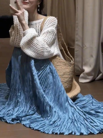 Duga plisirana suknja u retro stilu, poliester 95%+, mikro-elastičnost, proljeće 2025