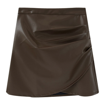 PU kožna mini suknja — jednobojna, mikroelastičnost, elegantan gradski stil