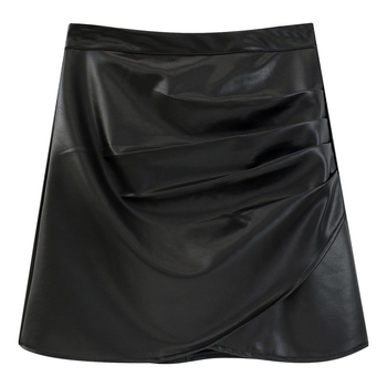 PU kožna mini suknja — jednobojna, mikroelastičnost, elegantan gradski stil