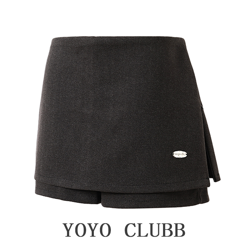 Vunena mini suknja s hip krojem, jednobojni uzorak, Mercerizirana izrada, Zima 2024