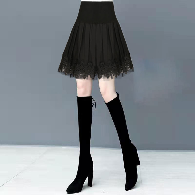 Plisirana kratka suknja visokog struka, mrežasta poliester tkanina, A-linijski kroj