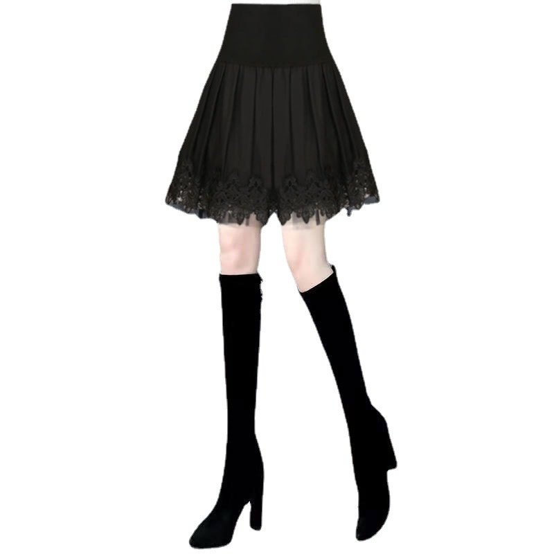 Plisirana kratka suknja visokog struka, mrežasta poliester tkanina, A-linijski kroj