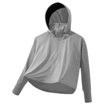 Női napsugárvédő felső, 2025 nyár, kapucnival, egyenes szabás, hosszú ujjú, poliészter 80-90%, UPF50+