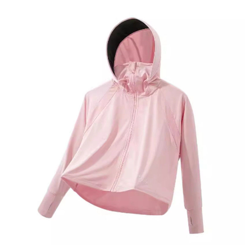 Női napsugárvédő felső, 2025 nyár, kapucnival, egyenes szabás, hosszú ujjú, poliészter 80-90%, UPF50+