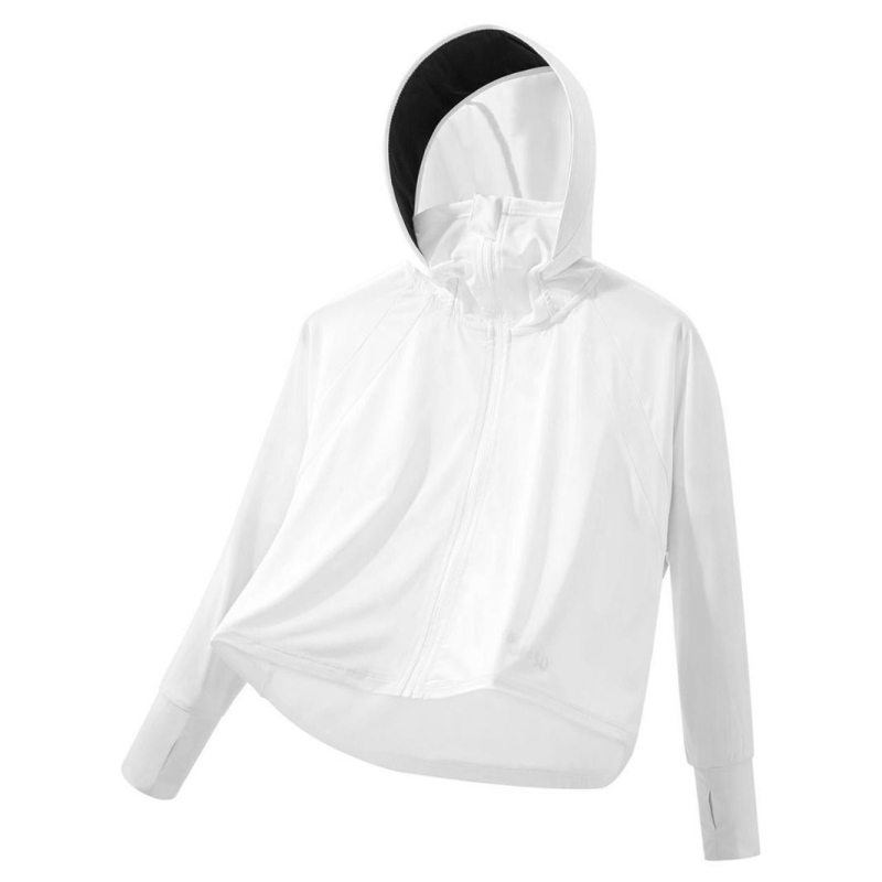 Női napsugárvédő felső, 2025 nyár, kapucnival, egyenes szabás, hosszú ujjú, poliészter 80-90%, UPF50+