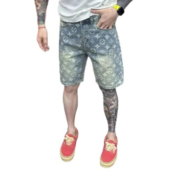 Muške kratke hlače od poliestera s laserski ugraviranim cvjetnim uzorkom, opuštena silueta, mikro-elastičnost, ljeto 2025
