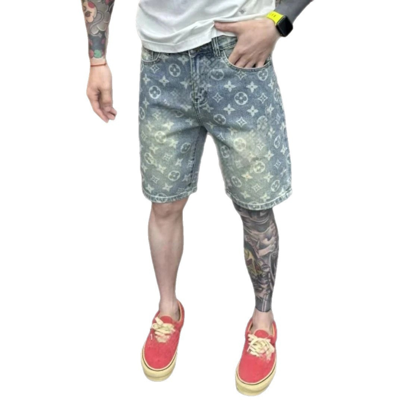 Muške kratke hlače od poliestera s laserski ugraviranim cvjetnim uzorkom, opuštena silueta, mikro-elastičnost, ljeto 2025