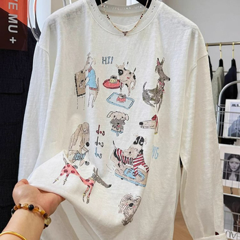 Női UV-védelmet nyújtó hosszú ujjú felső, laza szabás, geometriai mintázat (UPF30+, közepes hossz 65–80 cm)