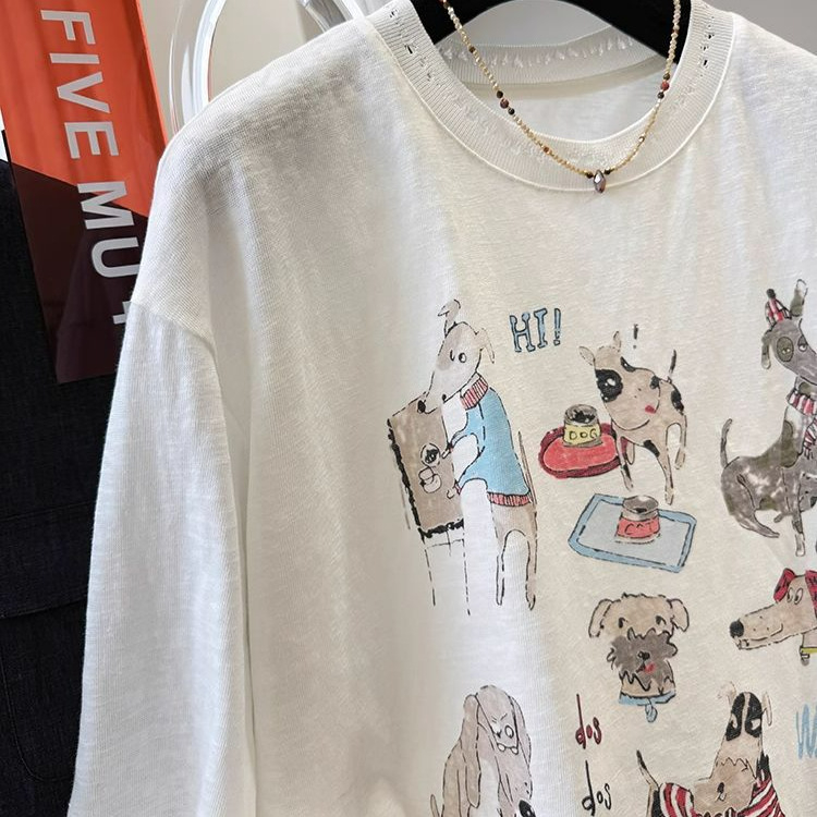 Női UV-védelmet nyújtó hosszú ujjú felső, laza szabás, geometriai mintázat (UPF30+, közepes hossz 65–80 cm)