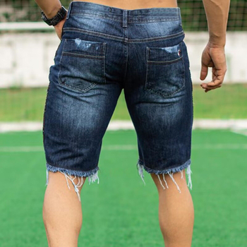 Muške traper šorceve slim-fit, srednji pojas, oprani denim, 70% pamuk