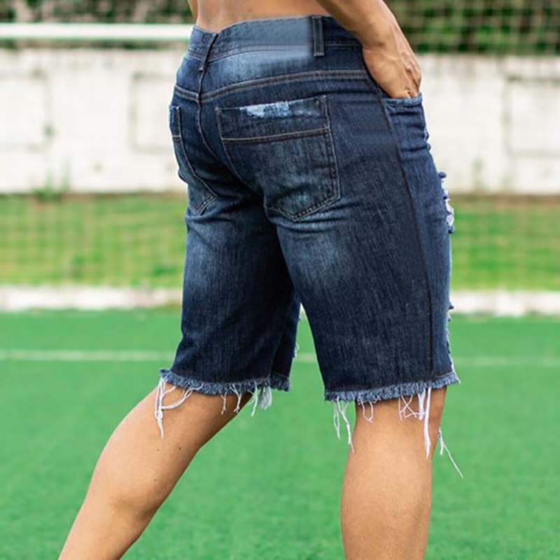 Muške traper šorceve slim-fit, srednji pojas, oprani denim, 70% pamuk