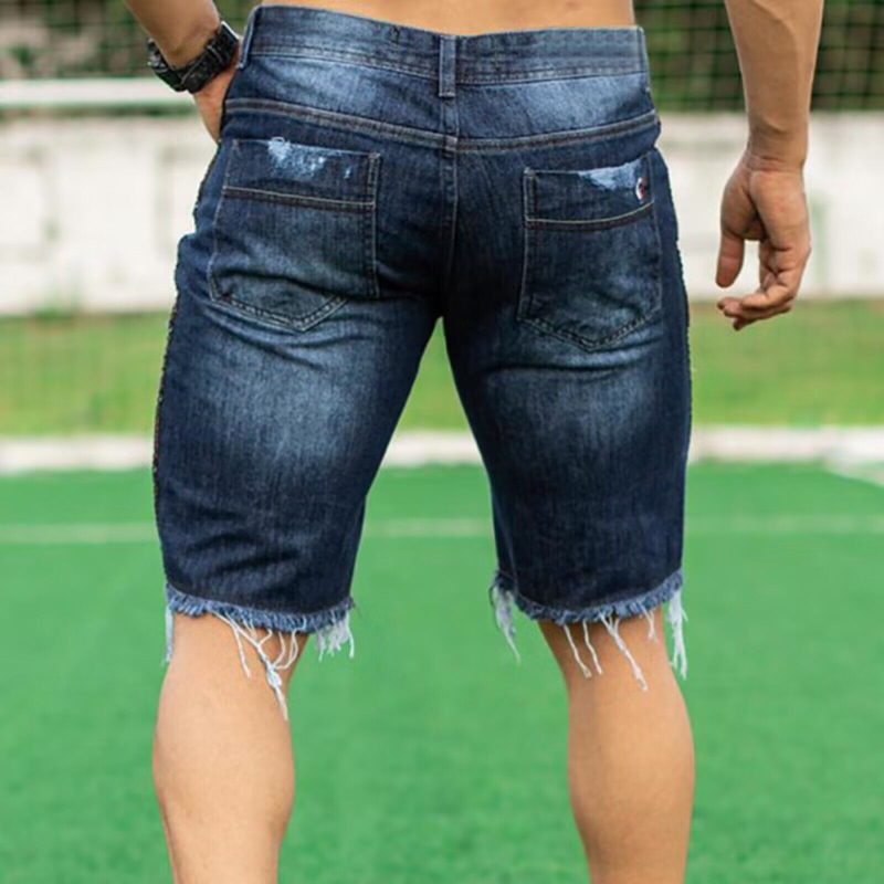 Muške traper šorceve slim-fit, srednji pojas, oprani denim, 70% pamuk