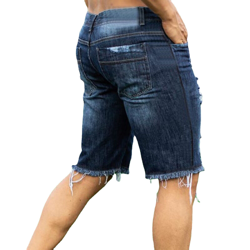 Muške traper šorceve slim-fit, srednji pojas, oprani denim, 70% pamuk