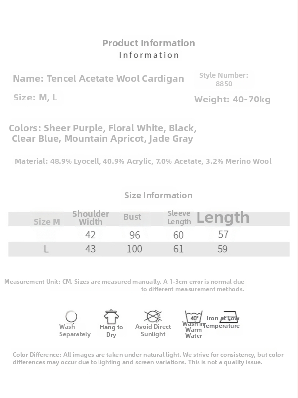 Lyocell kardigans ar brīvu piegriezumu, garas piedurknes, plāns adījums, garums 50–65 cm, Lyocell 30–50% un akrila šķiedra 30–50%