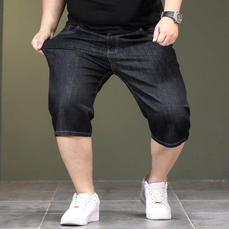 Muške traper šorceve - skraćena duljina, srednji pojas, ravni kroj, pamuk-denim, zatvarač