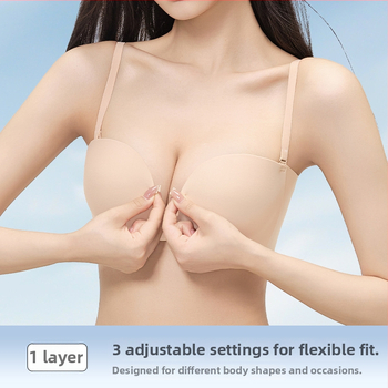 Jednobojni grudnjak bez naramenica s prednjim kopčanjem, protuklizni, nevidljiva leđa, push-up tube top