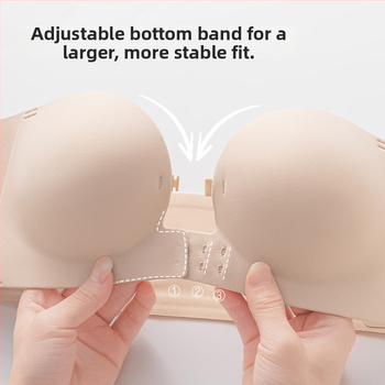 Jednobojni grudnjak bez naramenica s prednjim kopčanjem, protuklizni, nevidljiva leđa, push-up tube top