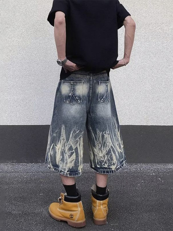 Muške denim Capri šorceve, mikroelastični, ravni kroj, 50-70% pamuk, ljeto 2025