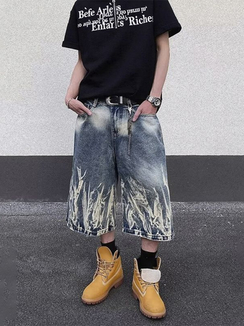 Muške denim Capri šorceve, mikroelastični, ravni kroj, 50-70% pamuk, ljeto 2025