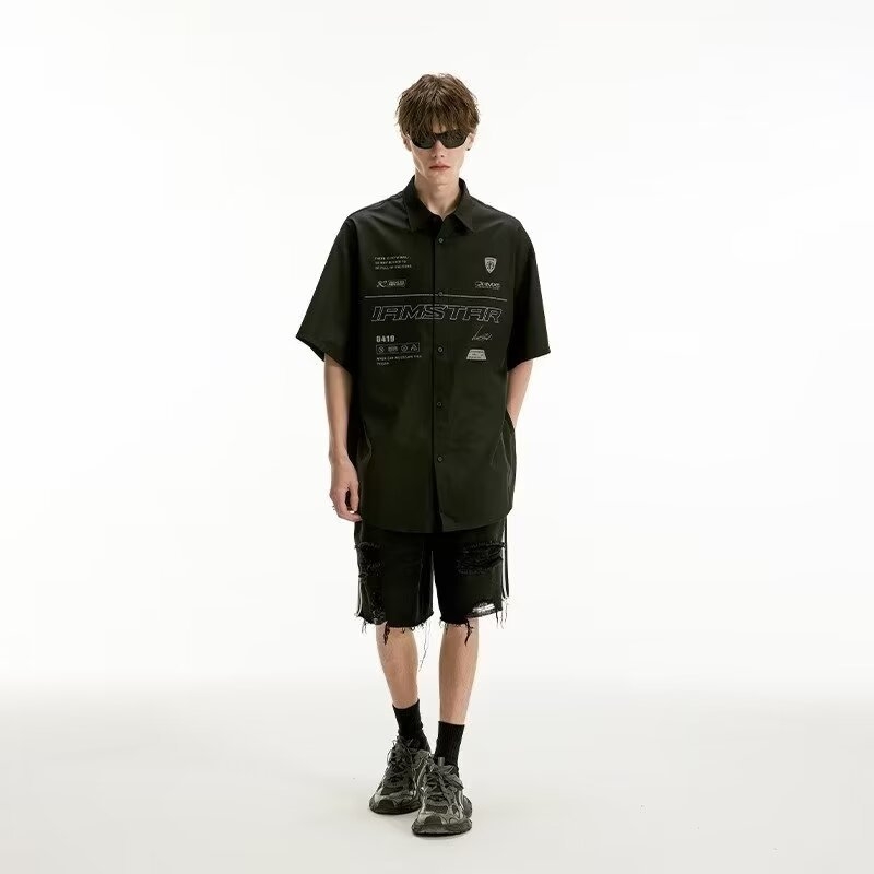 Muške poderane traper šorceve do koljena, ravnog kroja, ljeto, sportski stil, tkanina denim 96%+