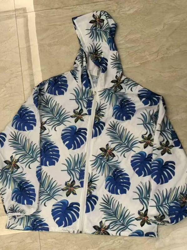 Vanjska windbreaker jakna s UV zaštitom, SPF 80, poliester, otisak, dugačak kroj