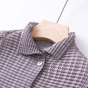 Šifon košulno-blazer s naboranim efektom, dugi rukavi, rever Lapel, jednostruko kopčanje, poliester 95%+