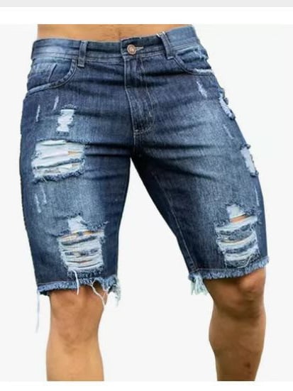 Muške slim-fit traperice s poderanim detaljima, pamuk, ravni kroj, ulični stil, ljetni model
