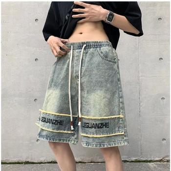 Muške kaubojske šorceve, poliester vlakna, duljina 5 inča, široka silueta, blaga rastezljivost, ljeto 2023