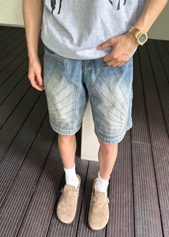 Unisex traperice kratke hlače - vintage oprane, izlizane, ravnog kroja, duljina pet inča, 85% pamuka