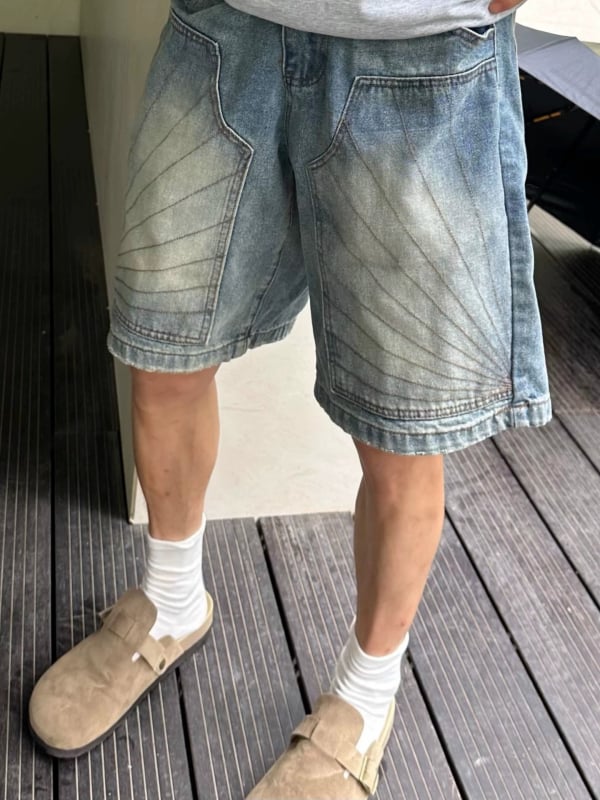 Unisex traperice kratke hlače - vintage oprane, izlizane, ravnog kroja, duljina pet inča, 85% pamuka