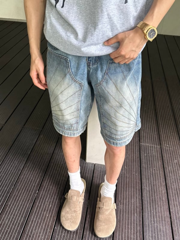 Unisex traperice kratke hlače - vintage oprane, izlizane, ravnog kroja, duljina pet inča, 85% pamuka