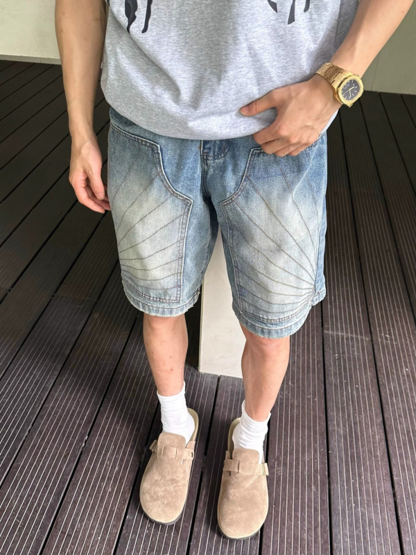 Unisex traperice kratke hlače - vintage oprane, izlizane, ravnog kroja, duljina pet inča, 85% pamuka