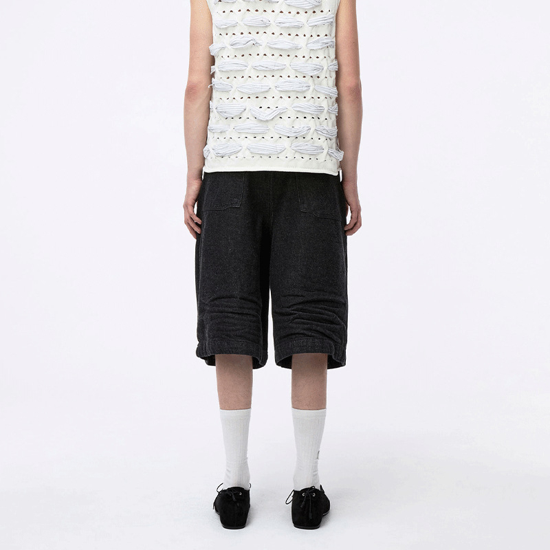 Muške traper šorce kratke hlače, isprani denim, slobodan kroj, dužina do koljena, mikroelastičnost, 85–90% pamuk