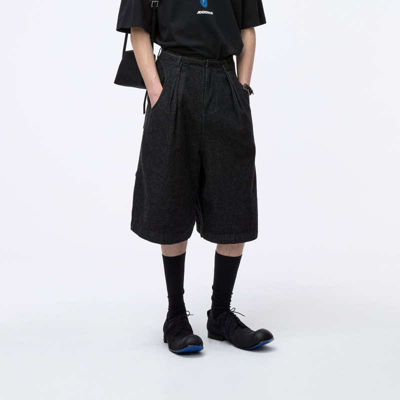 Muške traper šorce kratke hlače, isprani denim, slobodan kroj, dužina do koljena, mikroelastičnost, 85–90% pamuk
