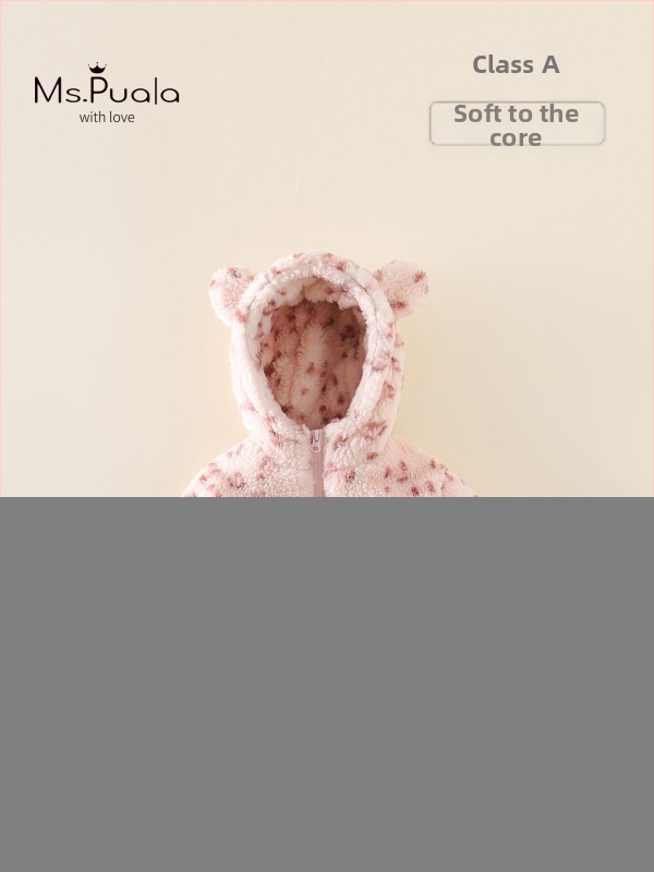 Miss Paula tüdrukutele fliisivooder kapuutsiga talvejakk leopardimustriga, pikkade varrukatega, tõmblukk, 1–3-aastastele