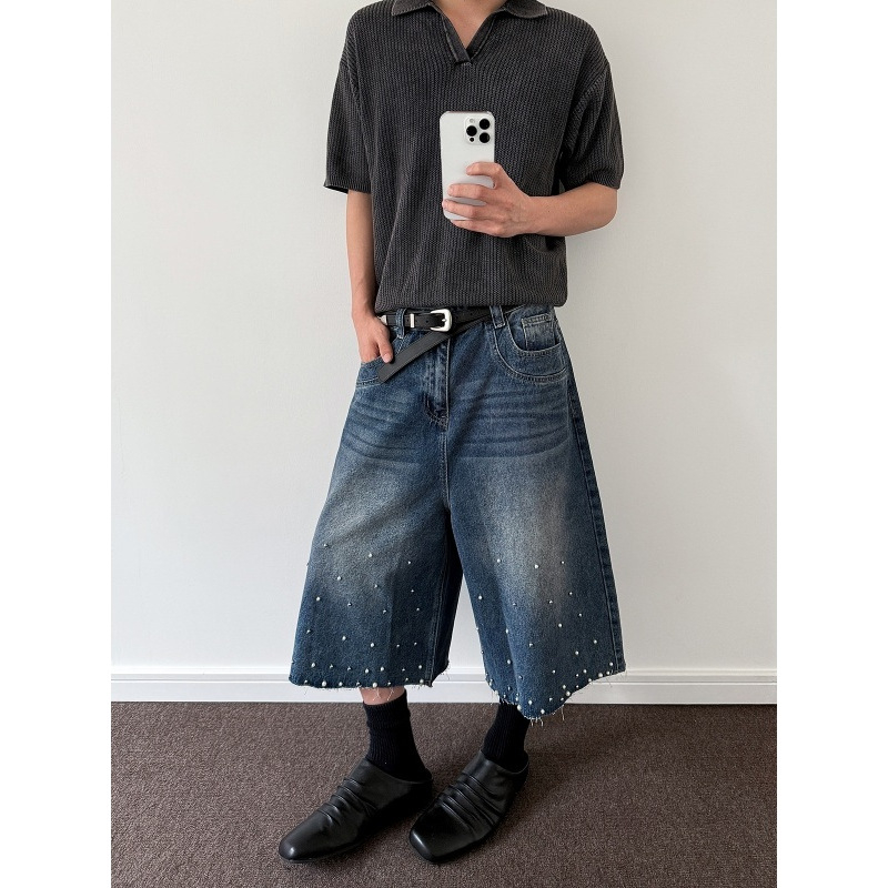 Kraće traperice - ravni kroj, korejski stil, pamuk, bez elastana
